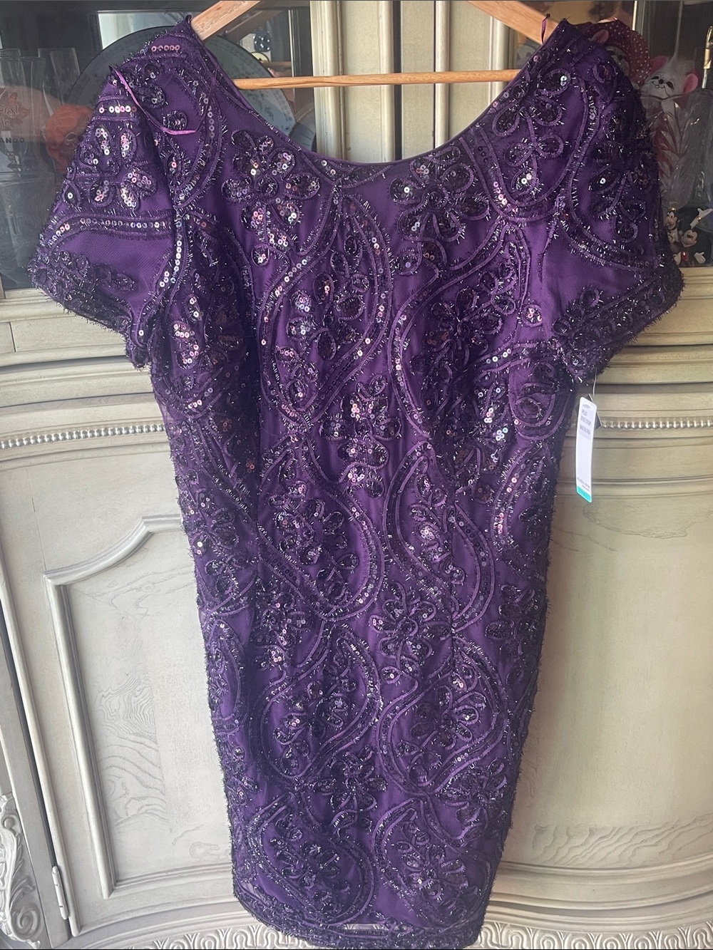 Beaded Embellished Purple Midi Dress